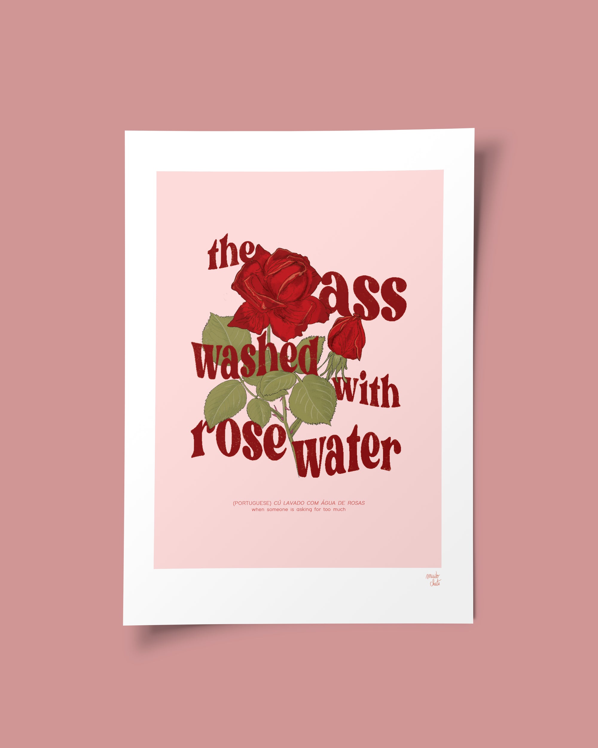 the ass washed with rose water print