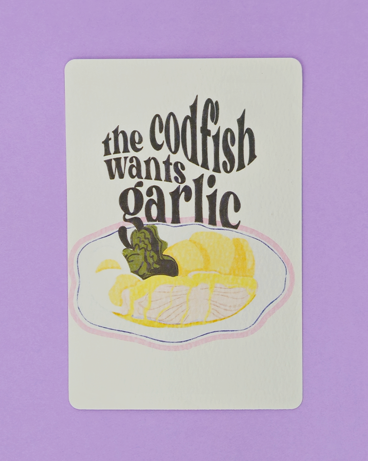 o que o bacalhau quer christmas postcard