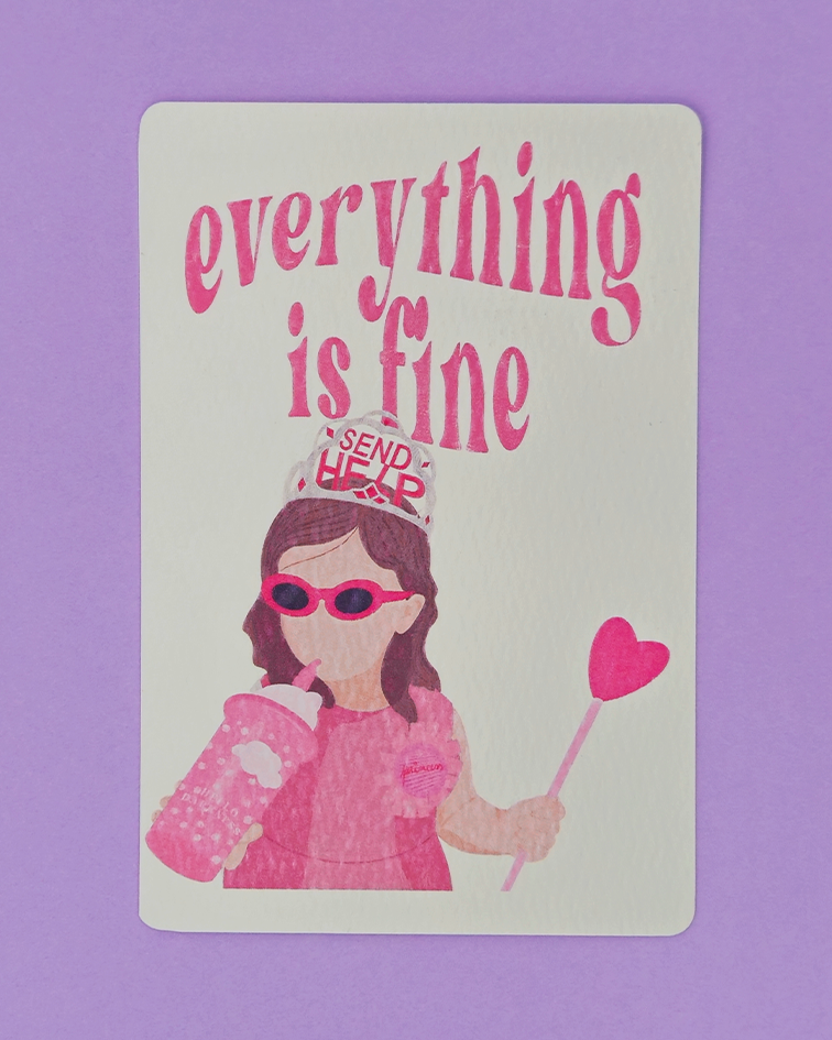it's fine birthday postcard