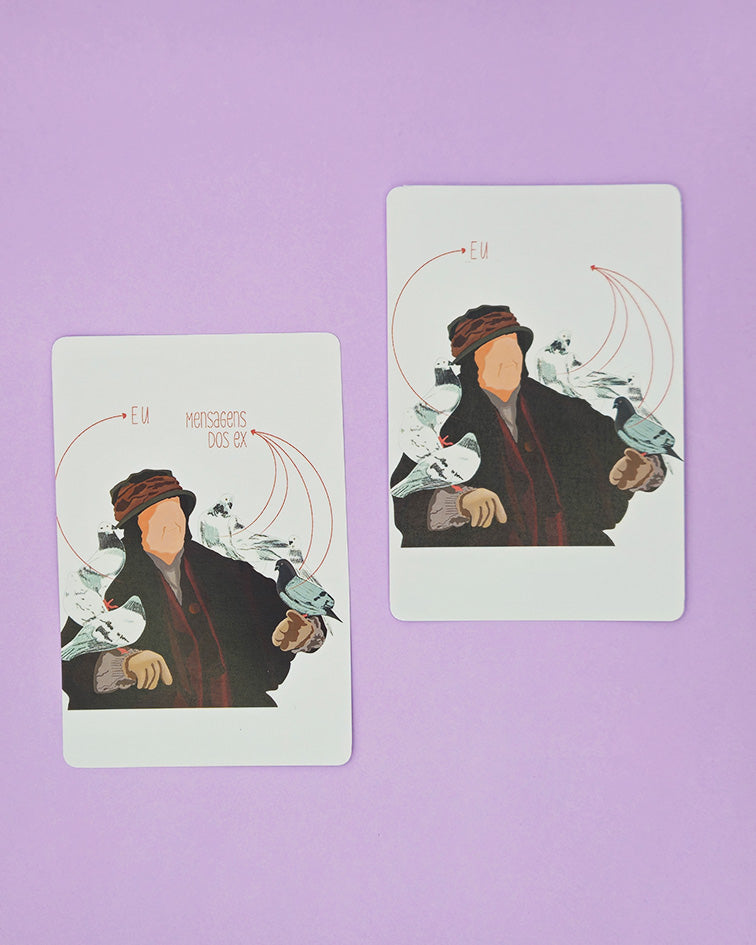 pigeon lady christmas postcard