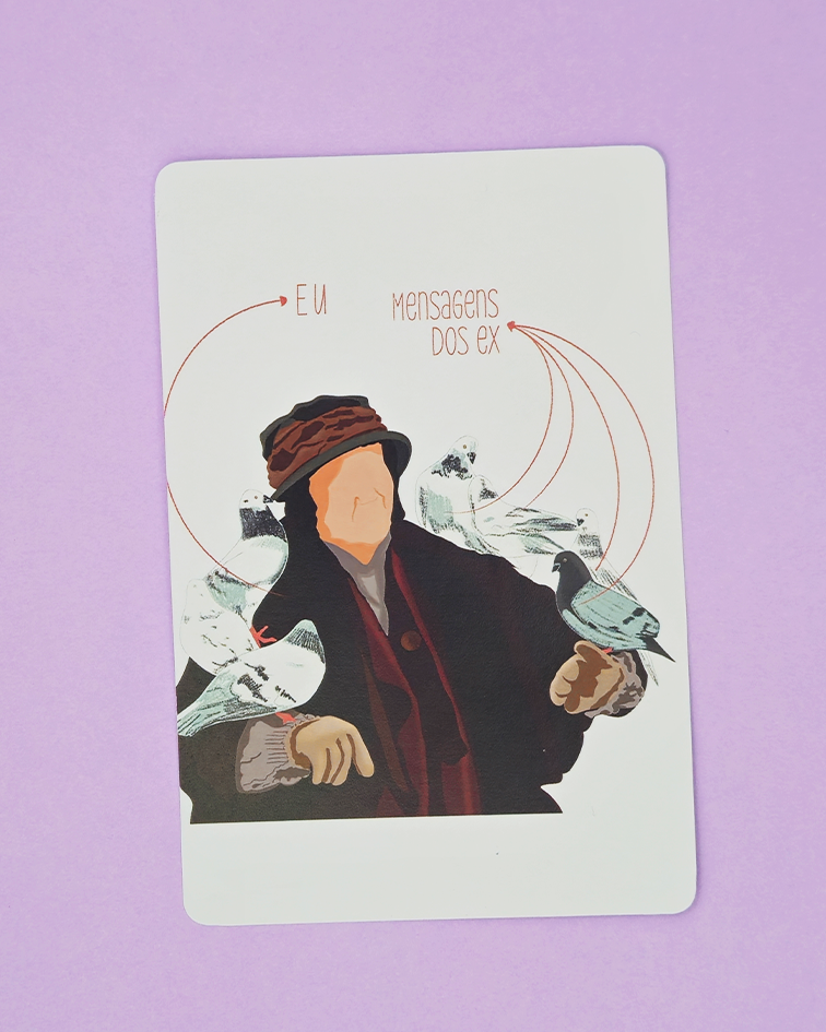 pigeon lady christmas postcard